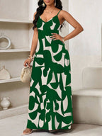 Vestido Maxi de Alças com Estampa Geométrica e Bolsos - La Lecce
