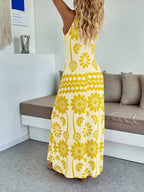 Vestido Longo Boho de Alças Finas com Bainha Assimétrica - La Lecce