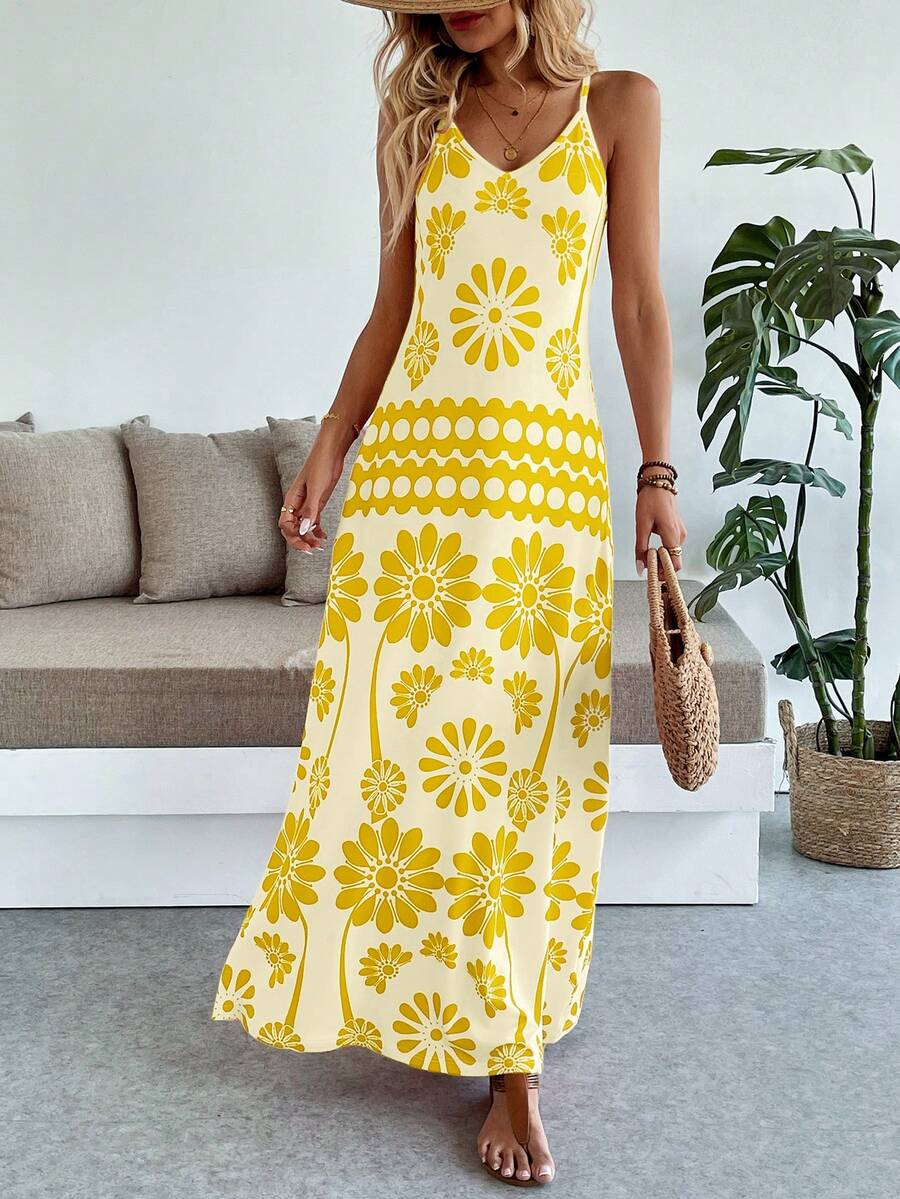 Vestido Longo Boho de Alças Finas com Bainha Assimétrica - La Lecce