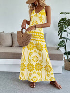 Vestido Longo Boho de Alças Finas com Bainha Assimétrica - La Lecce