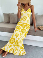 Vestido Longo Boho de Alças Finas com Bainha Assimétrica - La Lecce