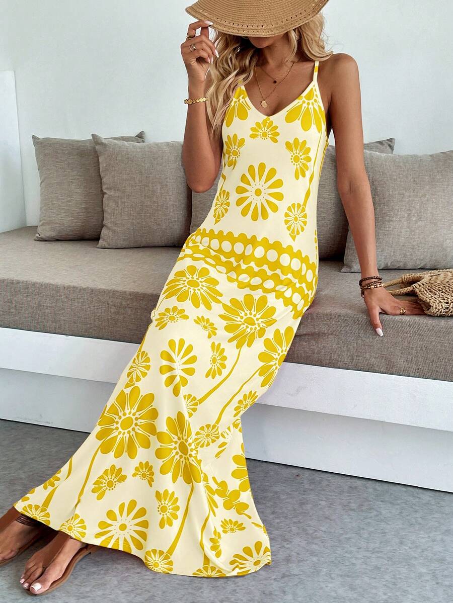 Vestido Longo Boho de Alças Finas com Bainha Assimétrica - La Lecce