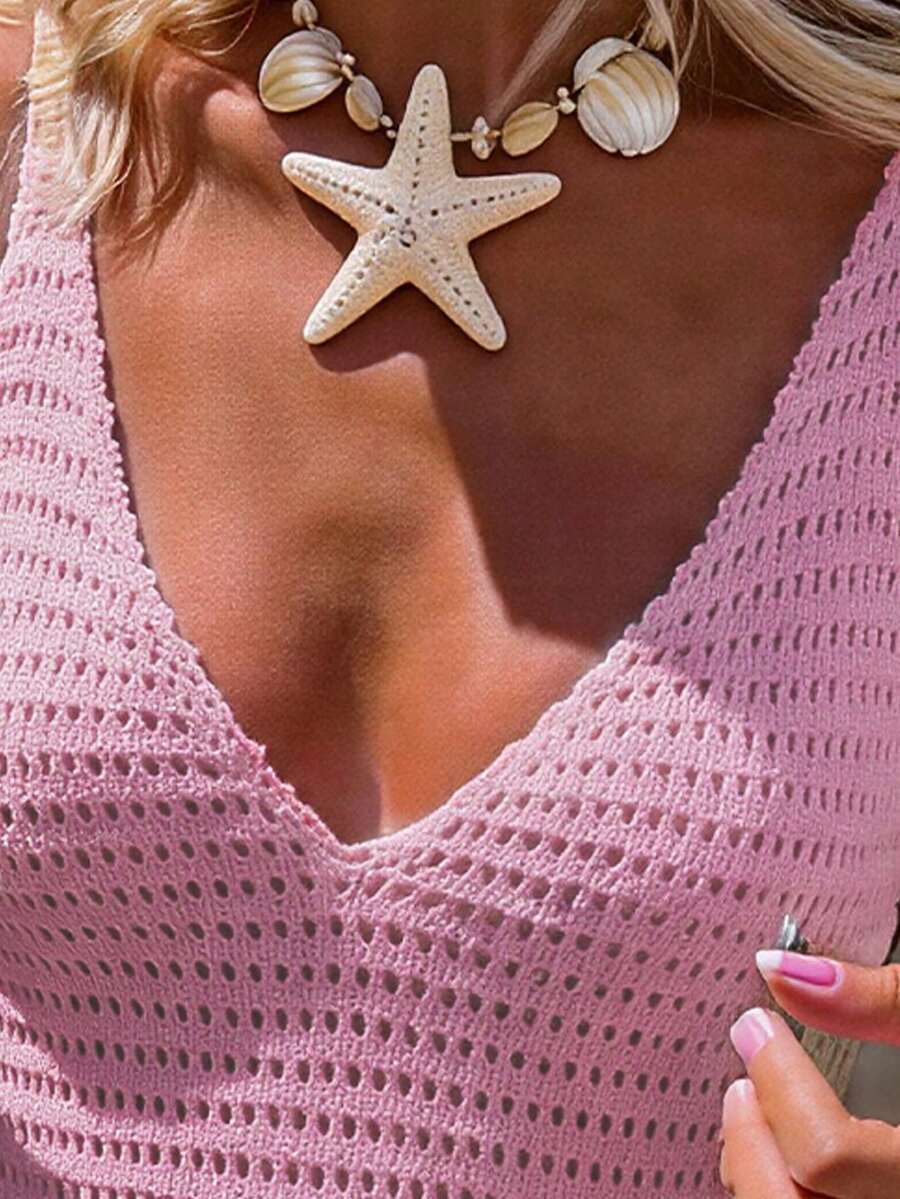 Vestido Mini em Malha com Decote V e Babado na Barra - La Lecce