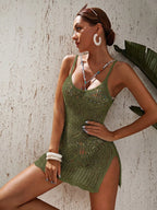 Saída de Praia Crochê Slim Fit com Abertura Lateral