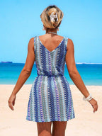 Vestido Saída de Praia Longo com Decote V e Laço Contrastante - La Lecce