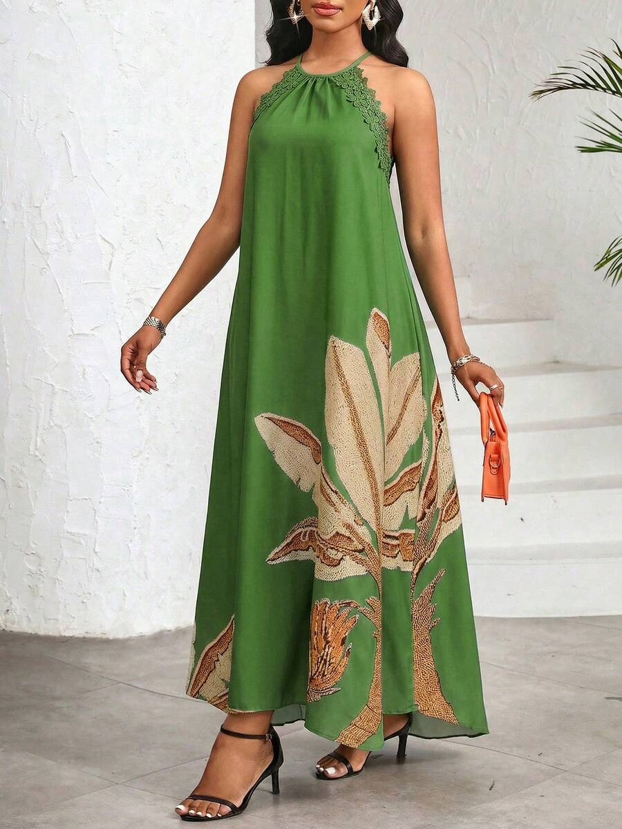 Vestido Maxi Frente Única com Laço e Bainha Assimétrica