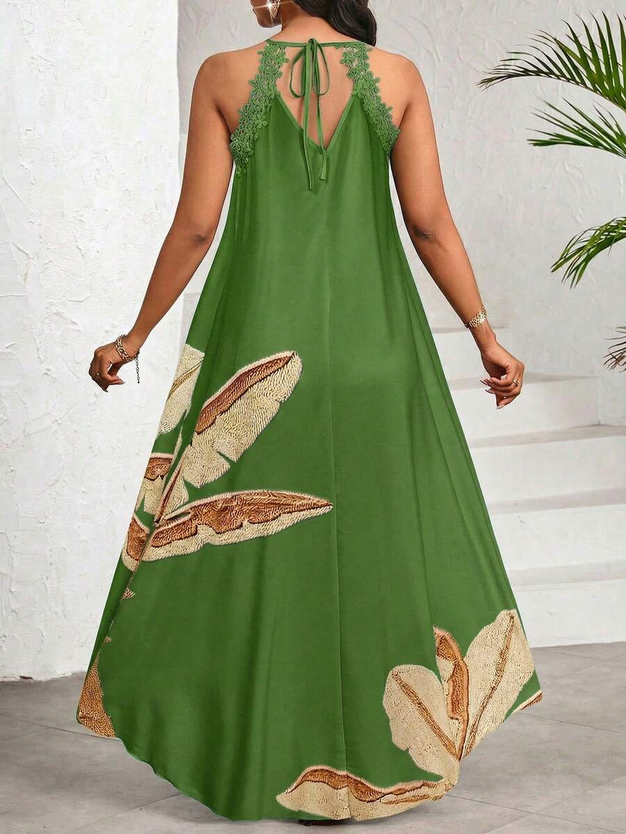 Vestido Maxi Frente Única com Laço e Bainha Assimétrica