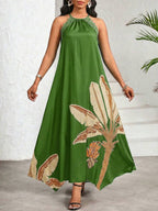 Vestido Maxi Frente Única com Laço e Bainha Assimétrica
