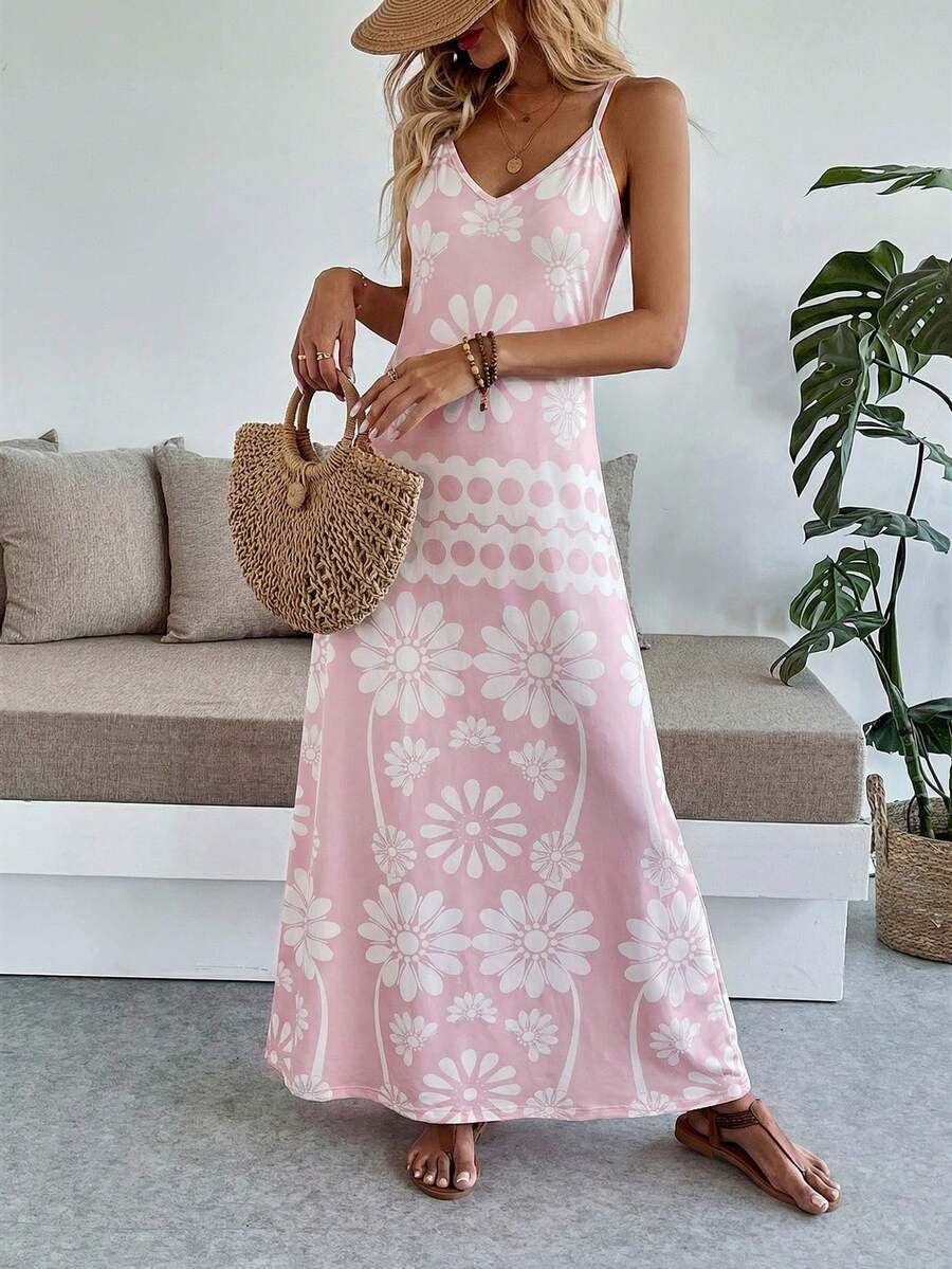 Vestido Longo Boho de Alças Finas com Bainha Assimétrica - La Lecce