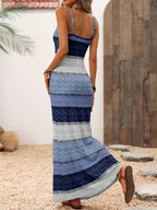 Vestido Maxi Listrado com Bainha Assimétrica - La Lecce