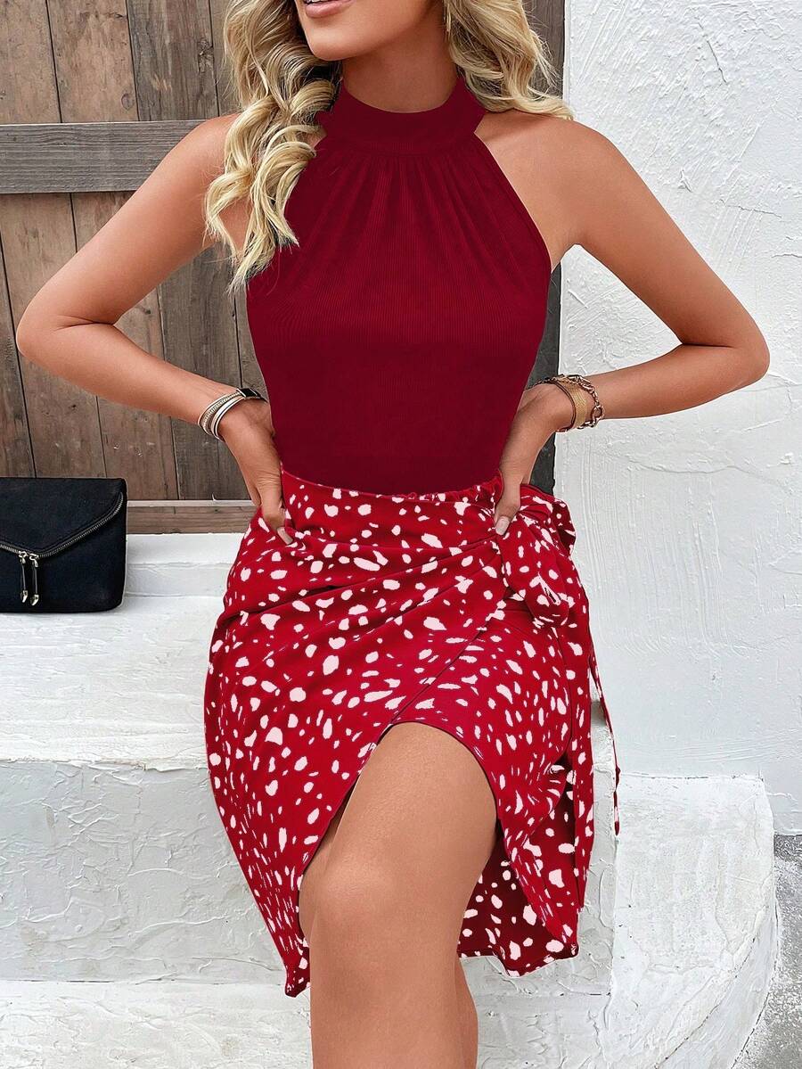 Vestido Curto Frente Única com Estampa Animal e Nó Lateral - La Lecce