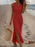 Vestido Saída de Praia em Tricô Sem Mangas