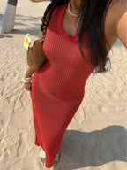 Vestido Saída de Praia em Tricô Sem Mangas