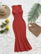 Vestido Saída de Praia em Tricô Sem Mangas