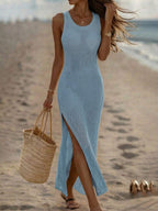 Vestido Saída de Praia em Tricô Sem Mangas