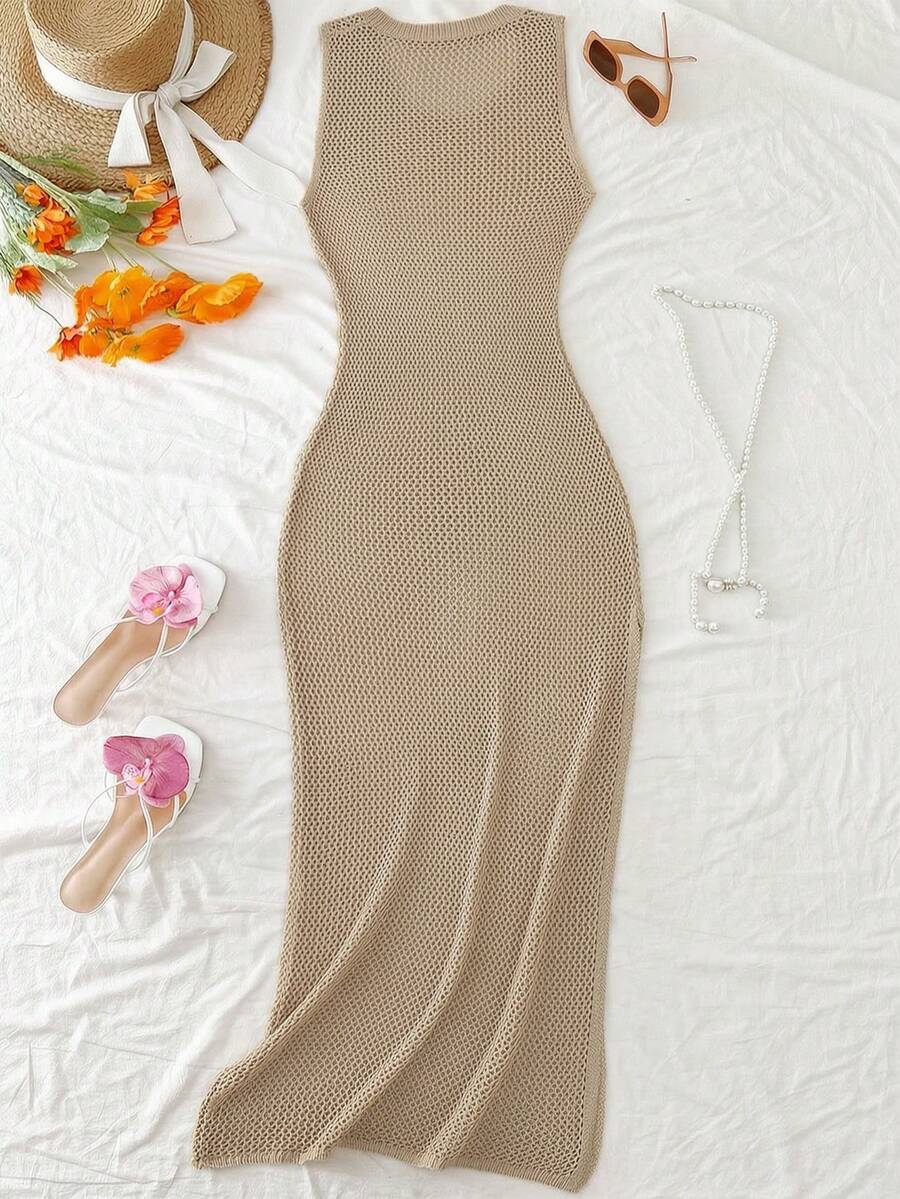 Vestido Saída de Praia em Tricô Sem Mangas