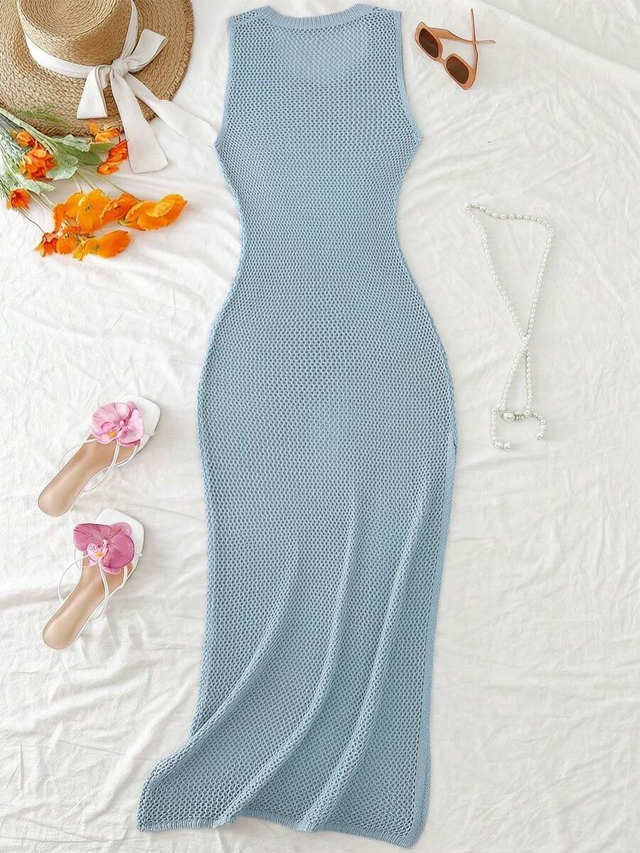 Vestido Saída de Praia em Tricô Sem Mangas