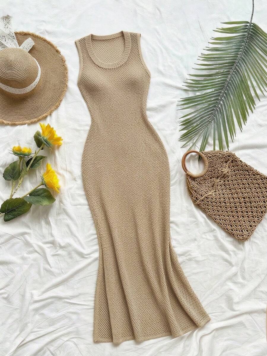 Vestido Saída de Praia em Tricô Sem Mangas