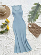 Vestido Saída de Praia em Tricô Sem Mangas
