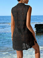 Vestido de Crochê Longo com Recorte Vazado