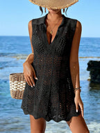 Vestido de Crochê Longo com Recorte Vazado