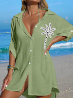 Saída de Praia Kimono Camisa Oversized com Botões