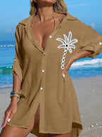 Saída de Praia Kimono Camisa Oversized com Botões