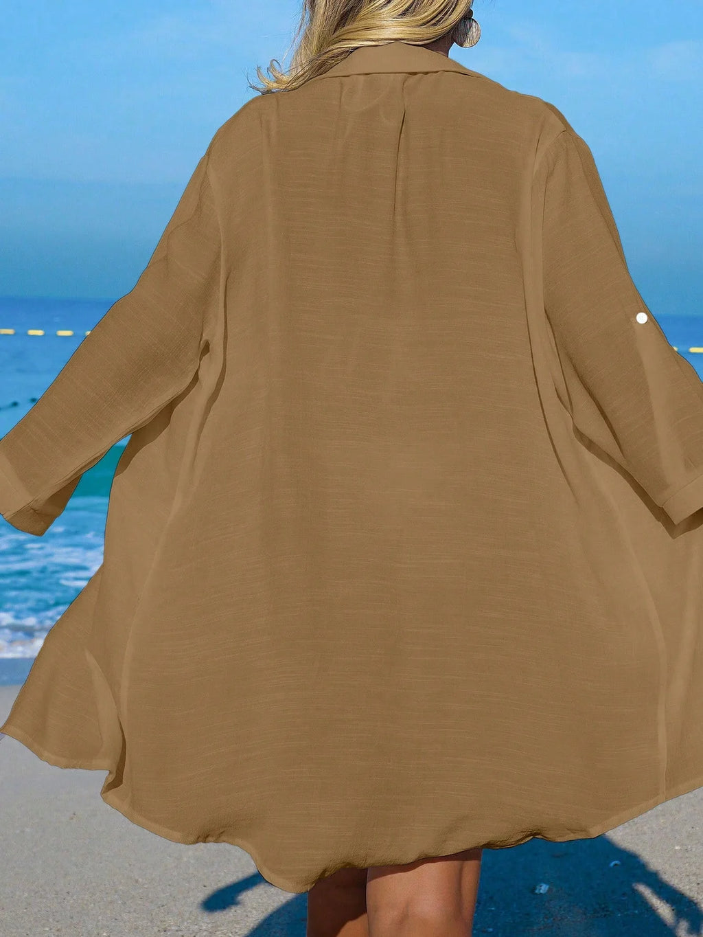 Saída de Praia Kimono Camisa Oversized com Botões