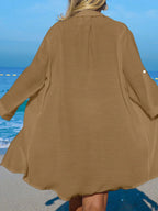 Saída de Praia Kimono Camisa Oversized com Botões