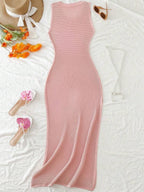 Vestido Saída de Praia em Tricô Sem Mangas