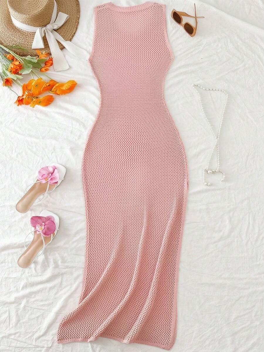 Vestido Saída de Praia em Tricô Sem Mangas