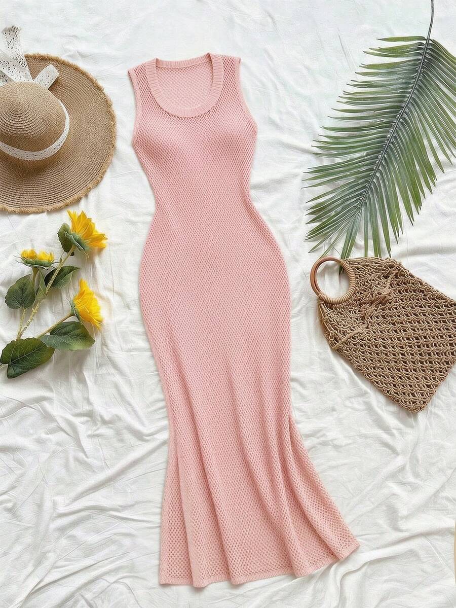 Vestido Saída de Praia em Tricô Sem Mangas