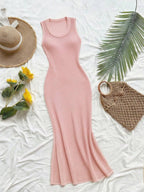 Vestido Saída de Praia em Tricô Sem Mangas