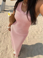 Vestido Saída de Praia em Tricô Sem Mangas