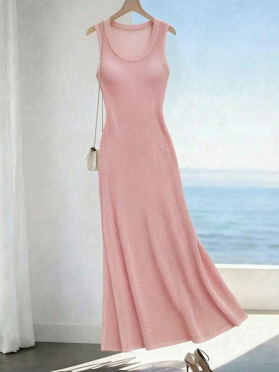 Vestido Saída de Praia em Tricô Sem Mangas