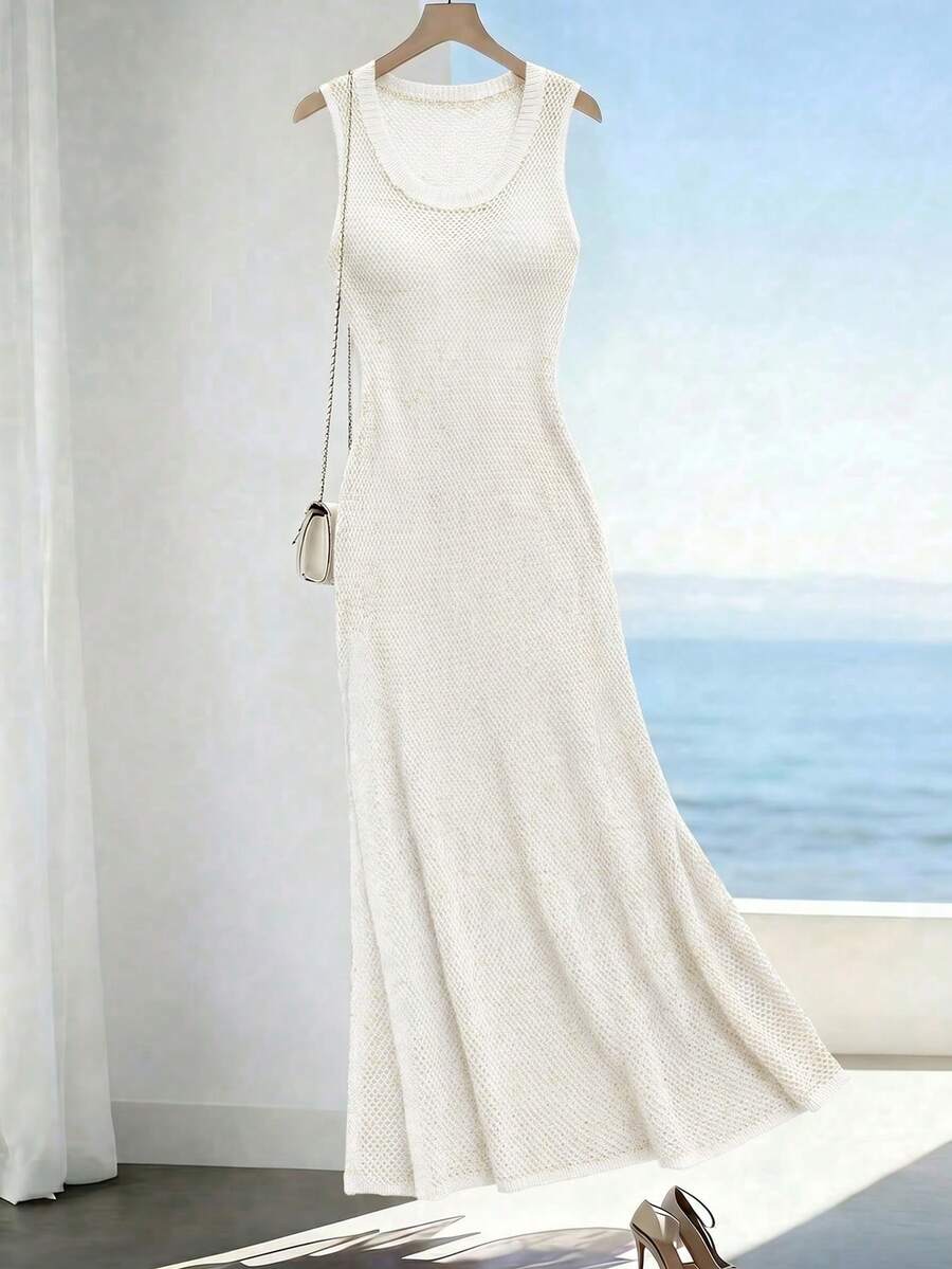 Vestido Saída de Praia em Tricô Sem Mangas