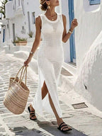 Vestido Saída de Praia em Tricô Sem Mangas