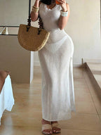 Vestido Saída de Praia em Tricô Sem Mangas