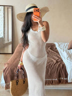 Vestido Saída de Praia em Tricô Sem Mangas