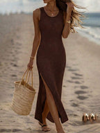 Vestido Saída de Praia em Tricô Sem Mangas