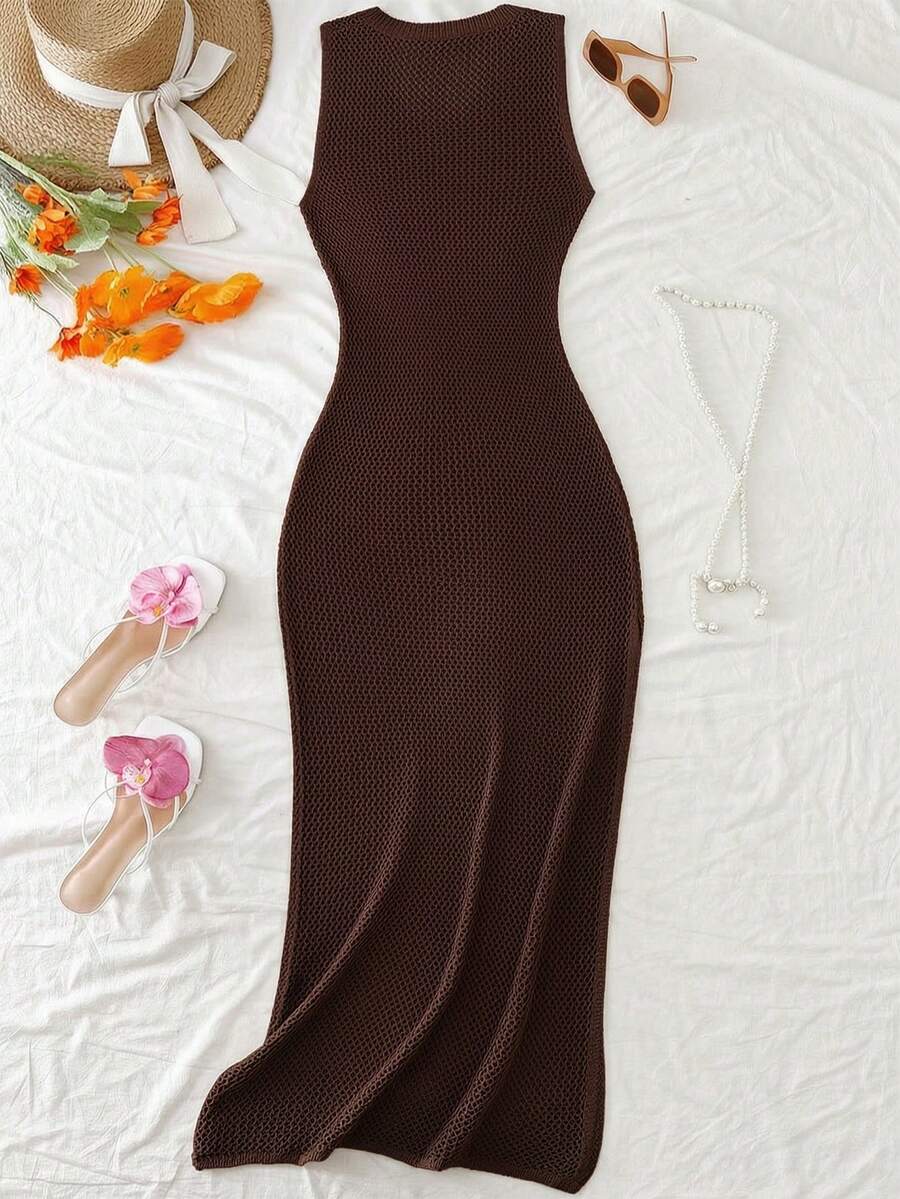 Vestido Saída de Praia em Tricô Sem Mangas