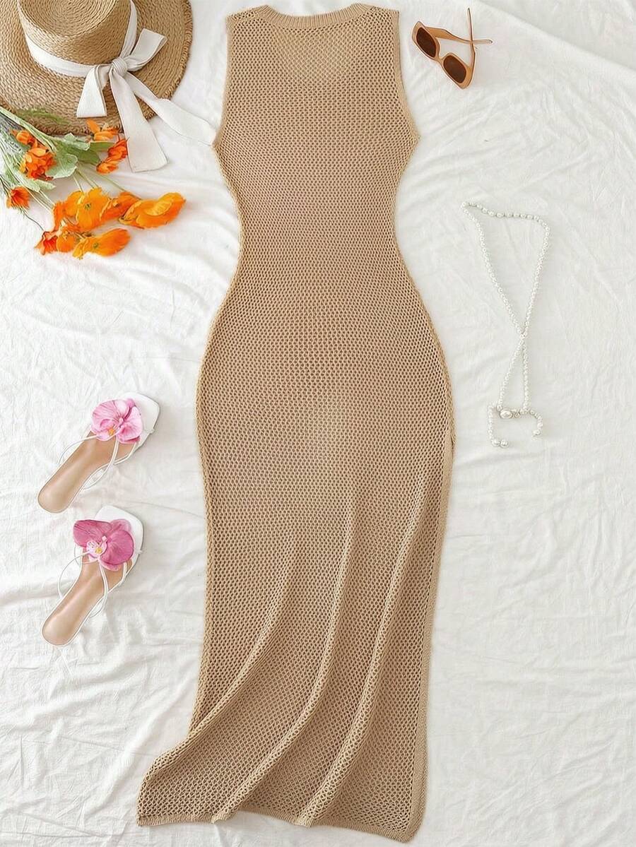 Vestido Saída de Praia em Tricô Sem Mangas