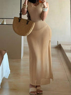 Vestido Saída de Praia em Tricô Sem Mangas