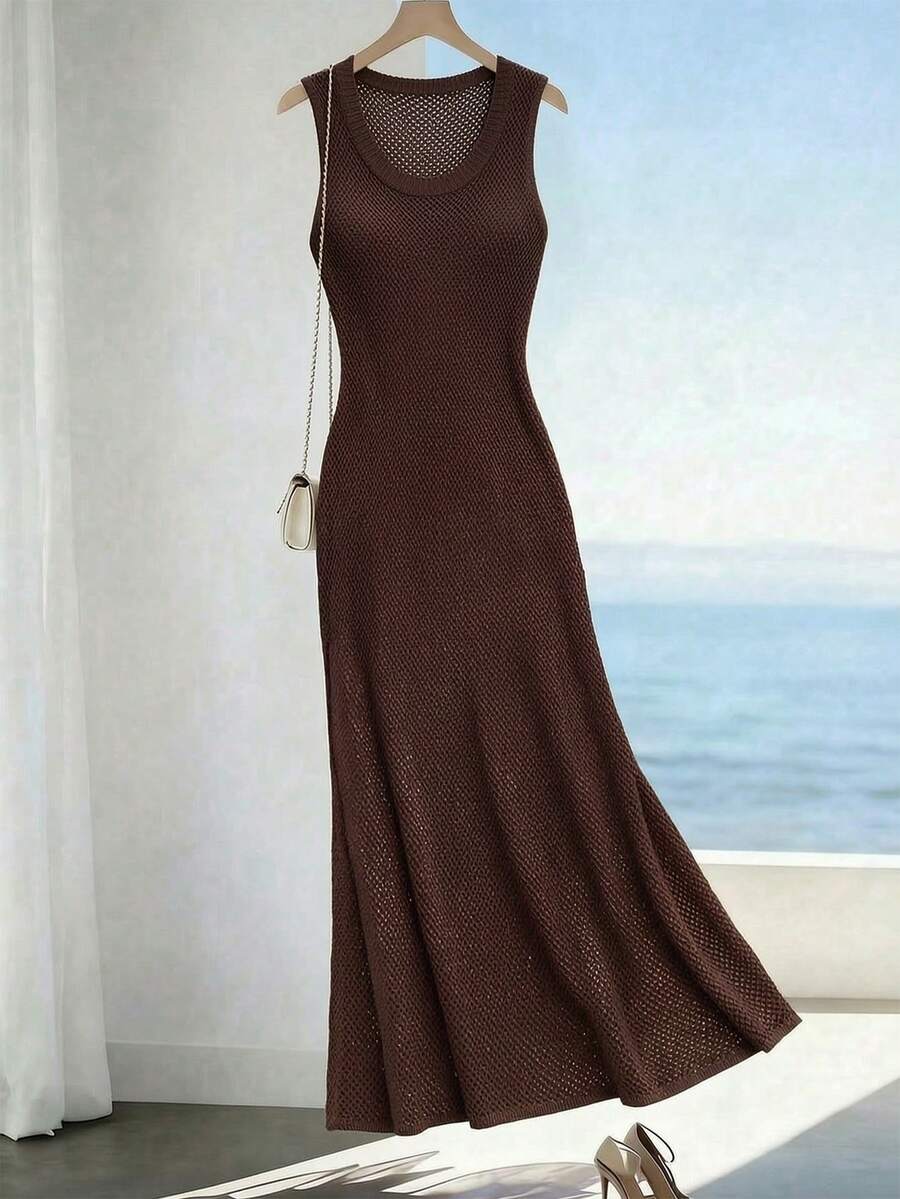 Vestido Saída de Praia em Tricô Sem Mangas