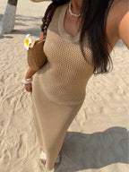 Vestido Saída de Praia em Tricô Sem Mangas