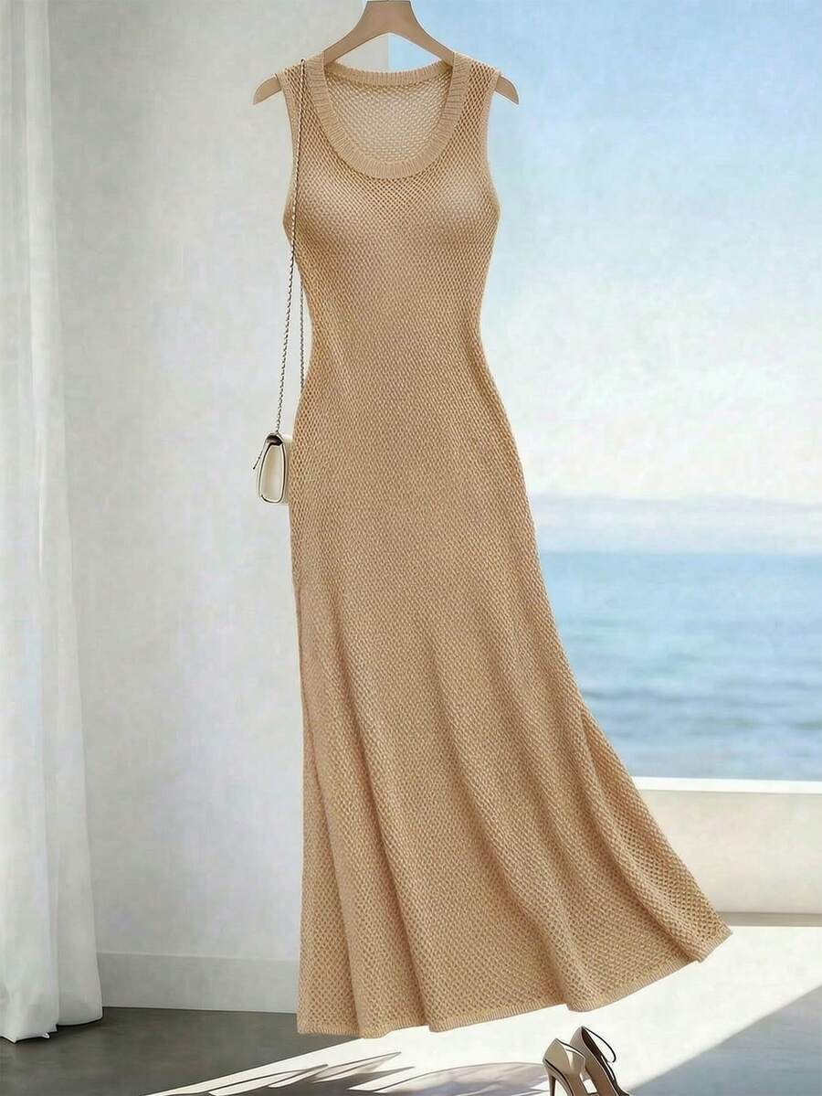 Vestido Saída de Praia em Tricô Sem Mangas