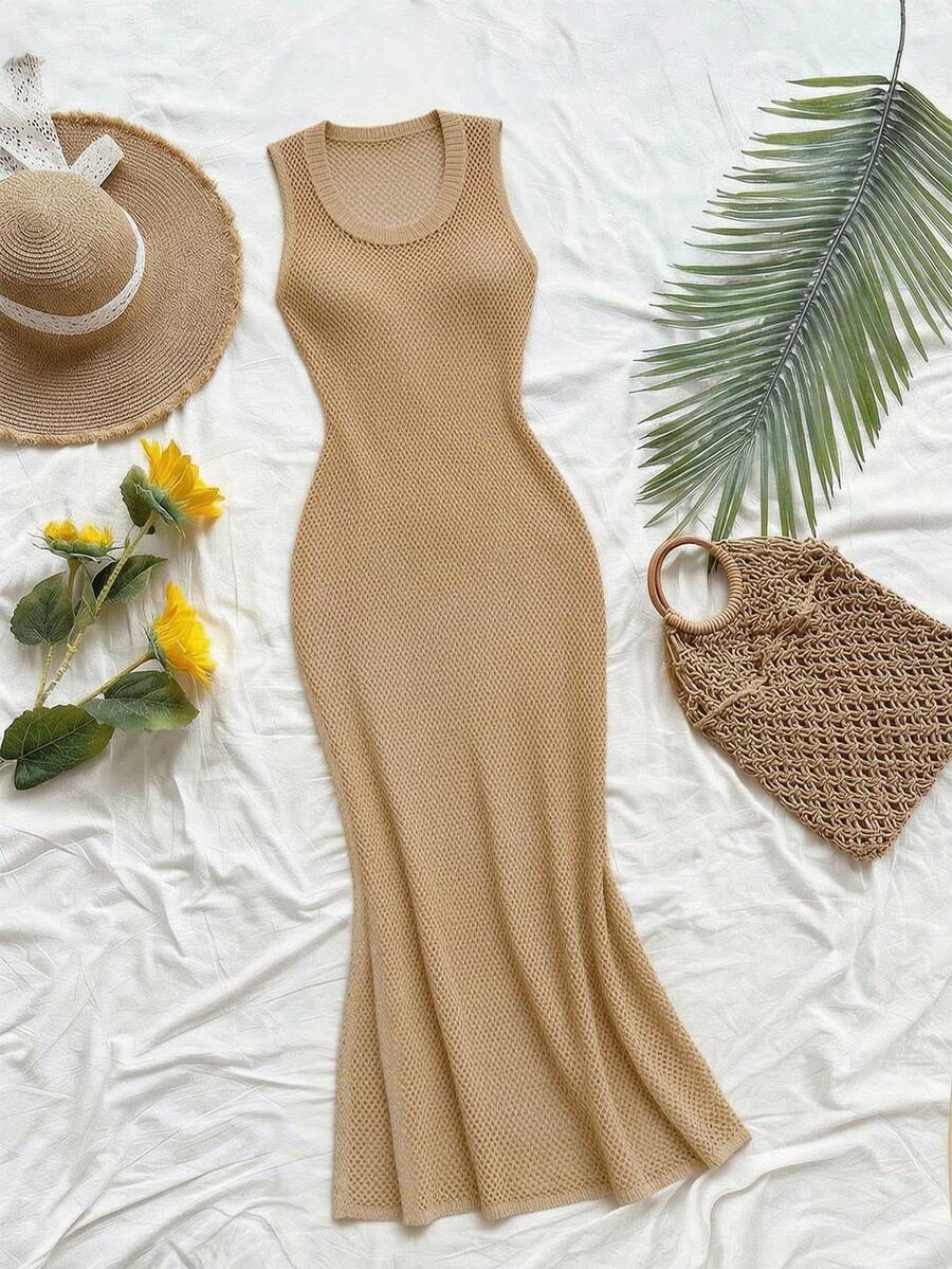 Vestido Saída de Praia em Tricô Sem Mangas