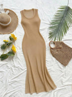 Vestido Saída de Praia em Tricô Sem Mangas