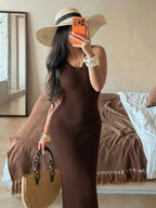 Vestido Saída de Praia em Tricô Sem Mangas