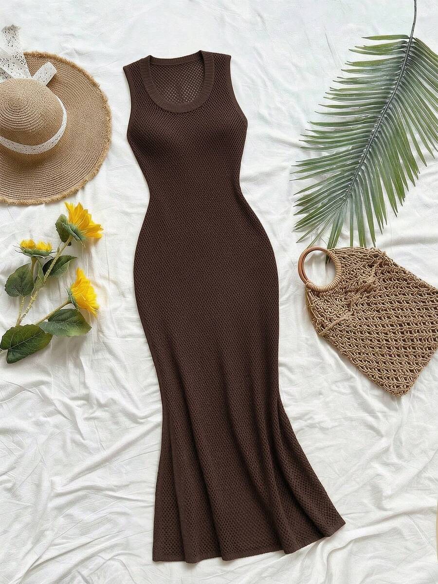Vestido Saída de Praia em Tricô Sem Mangas